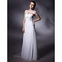 Chiffon Over Stretch Satin Sheath/ Column Off-the-shoulder Sweep/ Brush Train Evening Dress inspired by Grammy