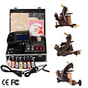 Top-Qualität Damaskus Hand-, die 3 Tattoo-Maschinen-Kit mit überlegener führte Stromversorgung (ly098)