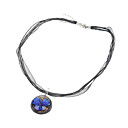 Blue Flower Murano Glass Pendant with Black Lace Chain Necklace(0975-PG007)