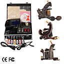 Damascus Hand-made 3 Tattoo Machines Kit with Superior LED Power Supply