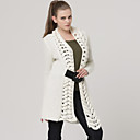 White Fable With Belt Longline Long Sleeves Cardigan / Women's Sweaters (FF-C-BK0736029)