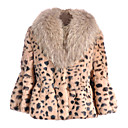 wasbeer haar kraag konijn haar luipaard patronen lange mouwen jas / vrouwen bont en leer (ff-e-bk0736008)
