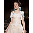 Short Sleeve Satin Applique Special Occasion Jacket/ Wedding Wrap