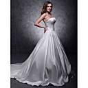Ball Gown Strapless Chapel Train Satin Wedding Dress