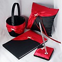 Elegant Wedding Collection Set In Bold Red And Black Satin (4 Pieces)