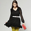 Shoulder Flowers Gathered Hem Dress / Women's Dresses (FF-D-CA1271003)