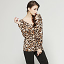 luipaard patronen verzameld lange mouwen grondbeug t-shirt / vrouwen t-shirts (ff-d-bl0736704)