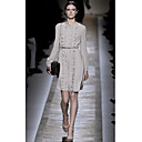 Front Layered Ruffles Long Sleeves Dress With Belt / Women's Dresses (FF-B-CA0853004)