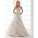 Ball Gown Strapless Floor-length Organza Wedding Dress