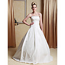 A-line Strapless Floor-length Taffeta Wedding Dress