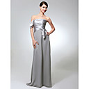 Sheath/Column Strapless Floor-length Chiffon Charmeuse Bridesmaid Dress