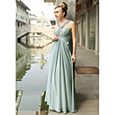 Sheath/ Column V-neck Floor-length Chiffon Elastic Silk-like Satin Evening/ Prom Dress