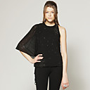 TS 100% Silk One-Shoulder Diamond Decor Blouse Shirt