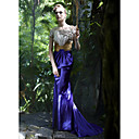 Trumpet/ Mermaid Off-the-shoulder Sweep/ Brush Train Satin Elastic Woven Satin Evening/ Prom Dress