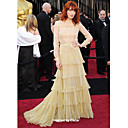 Tulle Chiffon Sheath/ Column Jewel Sweep/ Brush Train Evening Dress inspired by Florence Welch at the 83rd Oscar (FSH1102202)