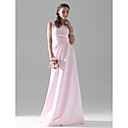 A-line Scoop Floor-length Satin Bridesmaid/Wedding Party Dress