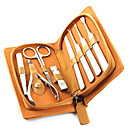 roestvrij staal nagelknipper manicure kit 8st-bruin zachte tas