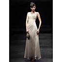 Sheath/ Column Bateau Floor-length Chiffon Satin Tulle Ready-to-Wear Evening Dress