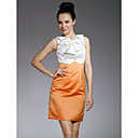 Satin Sheath/ Column Jewel Short/ Mini Cocktail Dress