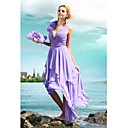 A-line V-neck Asymmetrical Elastic Silk-like Satin Chiffon Ready-to-Wear Cocktail Dress