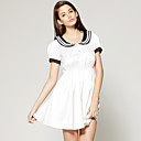 TS White and Navy Sailor Style Baby Doll Dress Inspired by Celebrity Style