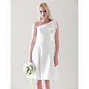 A-line One Shoulder Knee-length Chiffon Over Elastic Satin Bridesmaid Dress