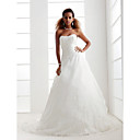 A-line/ Princess Sweetheart Court Train Organza Wedding Dress