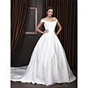 Ball Gown Off-the-shoulder Chapel Train Satin Wedding Dress