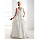 A-line V-neck Sweep/Brush Train  Taffeta Wedding Dress
