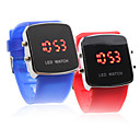Silicone Band Modern Couple Jelly Sport Style LED Wrist Watch - Blue & Red