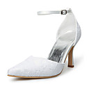 Top Quality Satin Upper High Heel Closed-toes With Lace Wedding Bridal Shoes