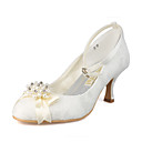 Lace Upper Spool Heel Closed Toe With Rhinestone Wedding Bridal Shoes More Colors Available