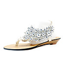 leatherette virar heel superior plana flops com beading sapatos lua de mel