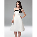 A-line One Shoulder Knee-length Satin Bridesmaid Dress