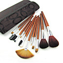 12st mooie roze make-up kwast met gratis lederen etui