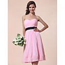  A-line Sweetheart Knee-length Chiffon Over Satin  Bridesmaid Dress