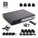4-Kanal CCTV-Kit + 4pcs black Dome-Kamera mit 12er LED + 500GB HDD