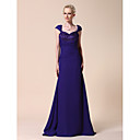 A-line Straps Sweep/ Brush Train Chiffon Evening Dress