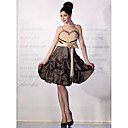 a-line Spaghettiträgern knielangen elastische Seide wie Satin Cocktail-Kleid