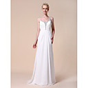 Sheath/ Column Spaghetti Straps Floor-length Chiffon Wedding Dress