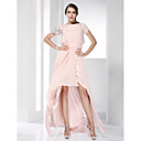 High Low Chiffon Sheath/Column Bateau Evening Dress inspired by Jayma Mays