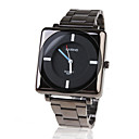 Men's Stainless Steel Band Elegant Square Wrist Watch - Black