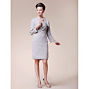 Sheath/ Column Strapless Knee-length Side-Draped Chiffon Mother of the Bride Dress With A Wrap