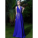 Clearance!A-line/ Princess V-neck Floor-length Elastic Woven Satin With Beading Evening/ Prom Dress