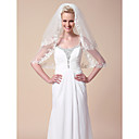 Two-tier Elbow Wedding Veils With Scalloped Edge