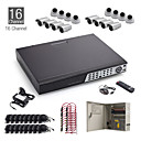 Kit de circuito cerrado de televisión 16 canales + 8pcs 15m cámara domo blanco + 8pcs cámara de plata 25m + 1TB