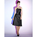A-line Strapless Knee-length Satin Cocktail Dress