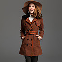 TS Double Breasted Removable Rabbit Fur Collar Tweed Coat