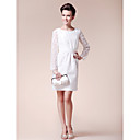 Sheath/Column Jewel Short/Mini Taffeta Lace Mother of the Bride Dress