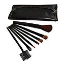 7 stuks wol make-up borstel set met gratis zwart lederen etui